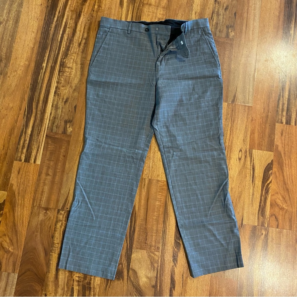 Men's Gray Plaid Pants, Stafford Dress Pants